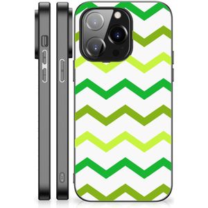 iPhone 14 Pro Back Case Zigzag Groen