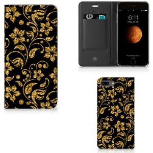 Apple iPhone 7 Plus | 8 Plus Smart Cover Gouden Bloemen