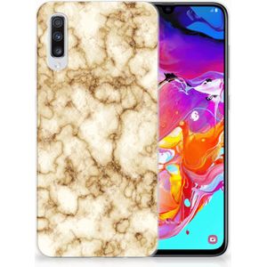 Samsung Galaxy A70 TPU Siliconen Hoesje Marmer Goud