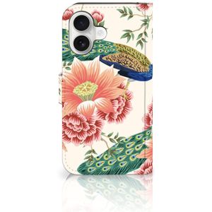 Telefoonhoesje met Pasjes voor iPhone 16 Pink Peacock