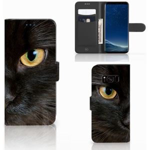 Samsung Galaxy S8 Telefoonhoesje met Pasjes Zwarte Kat
