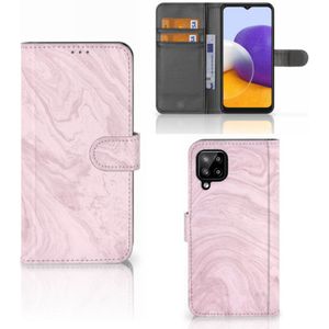 Samsung Galaxy A22 4G | M22 Bookcase Marble Pink - Origineel Cadeau Vriendin