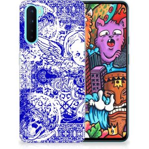 Silicone Back Case OnePlus Nord Angel Skull Blauw