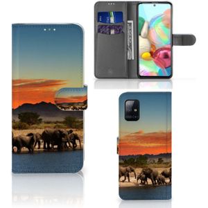 Samsung Galaxy A71 Telefoonhoesje met Pasjes Olifanten