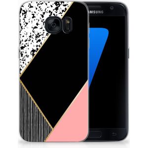 Samsung Galaxy S7 TPU Hoesje Zwart Roze Vormen