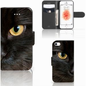 Apple iPhone 5 | 5s | SE Telefoonhoesje met Pasjes Zwarte Kat