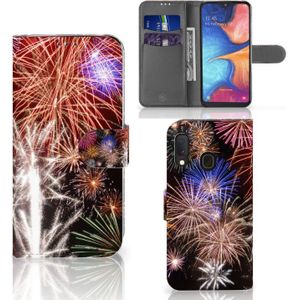 Samsung Galaxy A20e Wallet Case met Pasjes Vuurwerk