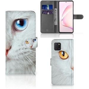 Samsung Note 10 Lite Telefoonhoesje met Pasjes Witte Kat
