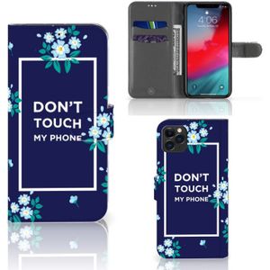 Apple iPhone 11 Pro Max Portemonnee Hoesje Flowers Blue DTMP