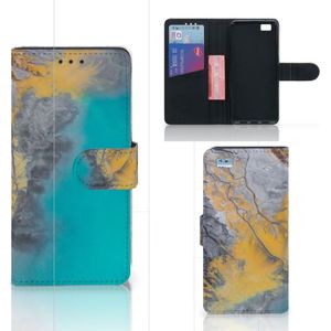 Huawei Ascend P8 Lite Bookcase Marble Blue Gold