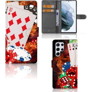 Samsung Galaxy S22 Ultra Wallet Case met Pasjes Casino