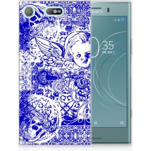 Silicone Back Case Sony Xperia XZ1 Compact Angel Skull Blauw