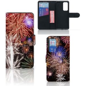 Huawei P40 Wallet Case met Pasjes Vuurwerk