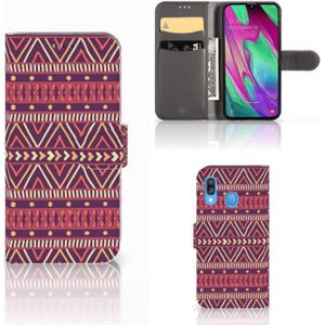 Samsung Galaxy A40 Telefoon Hoesje Aztec Paars