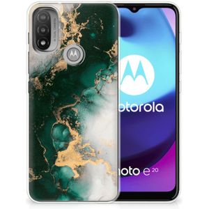 TPU Siliconen Hoesje voor Motorola Moto E20 | E40 Marmer Groen