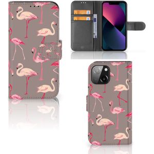 iPhone 13 Mini Telefoonhoesje met Pasjes Flamingo