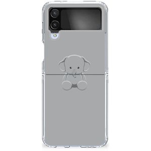 Samsung Galaxy Z Flip 4 Telefoonhoesje met Naam Grijs Baby Olifant