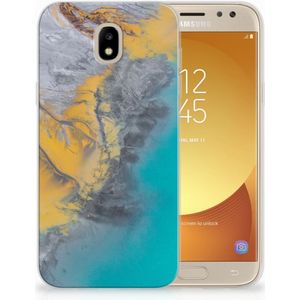 Samsung Galaxy J5 2017 TPU Siliconen Hoesje Marble Blue Gold