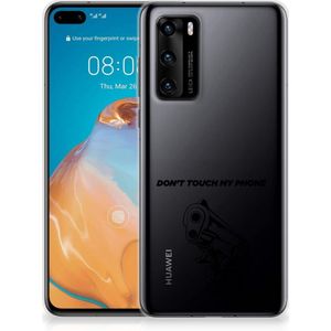 Huawei P40 Silicone-hoesje Gun Don't Touch My Phone
