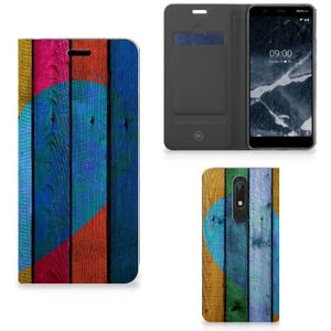 Nokia 5.1 (2018) Book Wallet Case Wood Heart - Cadeau voor je Vriend