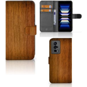 Xiaomi Poco F5 Pro Book Style Case Donker Hout