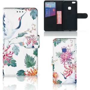 Huawei P10 Lite Telefoonhoesje met Pasjes Bird Flowers