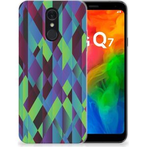 LG Q7 TPU Hoesje Abstract Green Blue