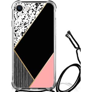 iPhone SE 2022 | 2020 | 8 | 7 Shockproof Case Zwart Roze Vormen