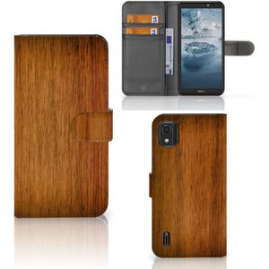 Nokia C2 2nd Edition Book Style Case Donker Hout