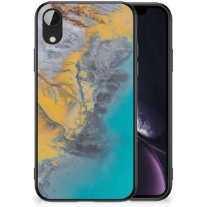 Apple iPhone XR Marmeren Print Telefoonhoesje Marble Blue Gold