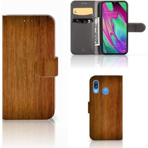Samsung Galaxy A40 Book Style Case Donker Hout