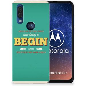 Motorola One Vision Siliconen hoesje met naam Quote Begin