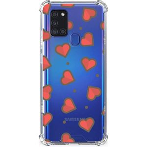 Samsung Galaxy A21s Doorzichtige Silicone Hoesje Hearts