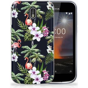 Nokia 1 TPU Hoesje Flamingo Palms