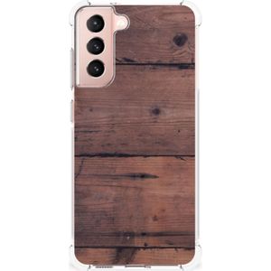 Samsung Galaxy S21 FE Stevig Telefoonhoesje Old Wood