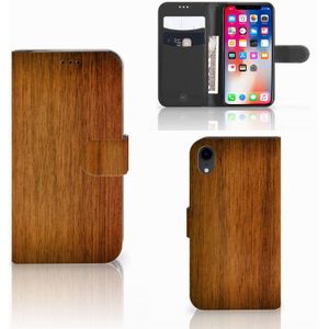 Apple iPhone Xr Book Style Case Donker Hout