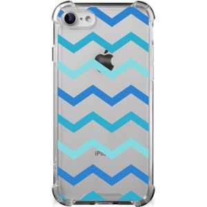iPhone SE 2022/2020 | iPhone 8/7 Doorzichtige Silicone Hoesje Zigzag Blauw