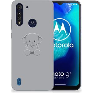 Motorola Moto G8 Power Lite Telefoonhoesje met Naam Grijs Baby Olifant