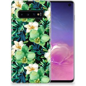 Samsung Galaxy S10 TPU Case Orchidee Groen