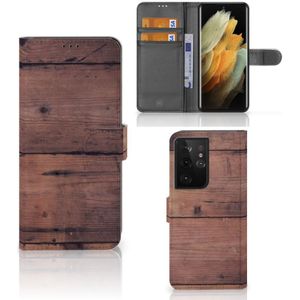 Samsung Galaxy S21 Ultra Book Style Case Old Wood