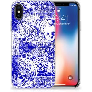 Silicone Back Case Apple iPhone X | Xs Angel Skull Blauw