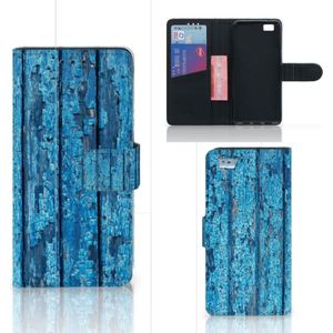 Huawei Ascend P8 Lite Book Style Case Wood Blue