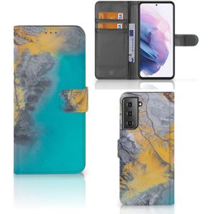 Samsung Galaxy S21 Plus Bookcase Marble Blue Gold