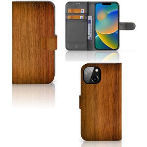 Apple iPhone 14 Book Style Case Donker Hout