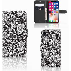 Apple iPhone Xr Hoesje Black Flowers