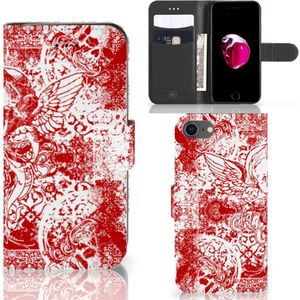 Telefoonhoesje met Naam iPhone 7 | 8 | SE (2020) | SE (2022) Angel Skull Rood