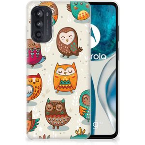 Motorola Moto G52/G82 TPU Hoesje Vrolijke Uilen