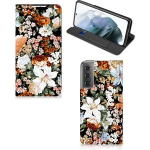 Smart Cover voor Samsung Galaxy S21 FE Dark Flowers