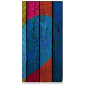 Samsung Galaxy S23 Ultra Book Wallet Case Wood Heart - Cadeau voor je Vriend