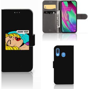 Samsung Galaxy A40 Wallet Case met Pasjes Popart Oh Yes